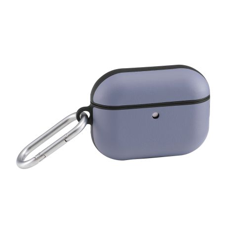 AirPods Pro 3対応ソフトレザーケース/カラビナ付き/ブルーグレー