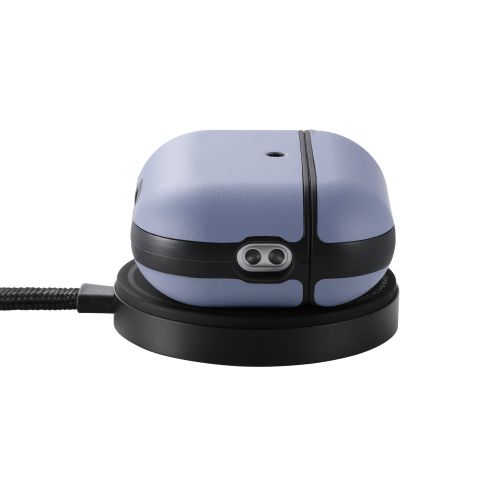 AirPods Pro 3対応ソフトレザーケース/カラビナ付き/ブルーグレー