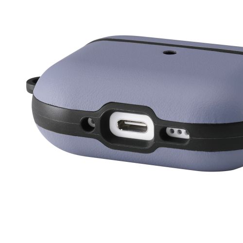 AirPods Pro 3対応ソフトレザーケース/カラビナ付き/ブルーグレー