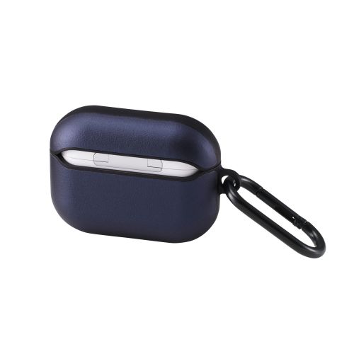 AirPods Pro 3対応ソフトレザーケース/カラビナ付き/ネイビー