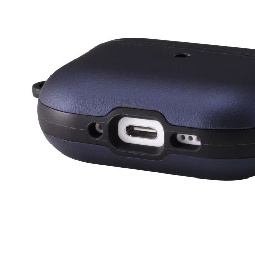 AirPods Pro 3対応ソフトレザーケース/カラビナ付き/ネイビー