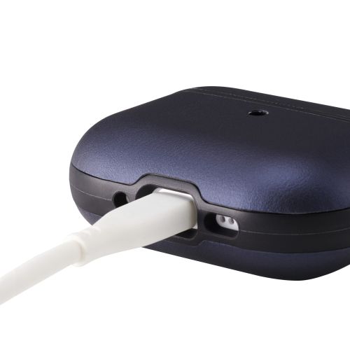 AirPods Pro 3対応ソフトレザーケース/カラビナ付き/ネイビー