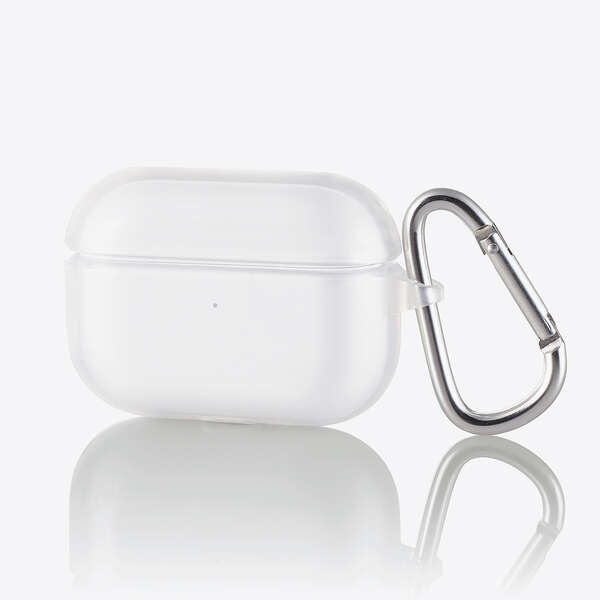 AirPods Pro対応アクセサリ/ソフトケース/カラビナ付/クリア