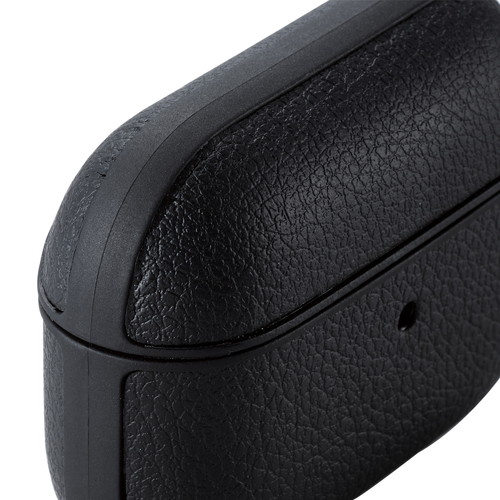AirPods Pro 第2世代対応アクセサリ/ソフトレザーケース/カラビナ付き/ブラック