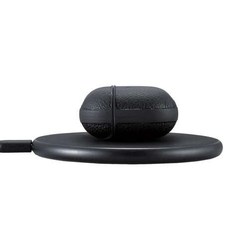 AirPods Pro 第2世代対応アクセサリ/ソフトレザーケース/カラビナ付き/ブラック