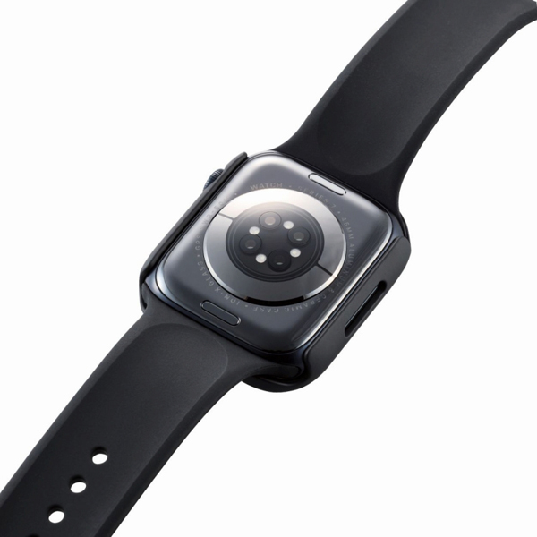 Apple Watch series7 45mm用フルカバーケース/プレミアムガラス/高透明/ブラック