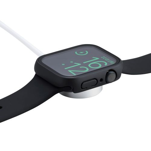 Apple Watch Series 8/7 45mm用フルカバーケース/プレミアムガラス/ゴリラ/高透明/ブラック