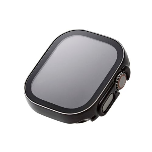 Apple Watch 49mm/フルカバーケース/プレミアムガラス/高透明/防水/ブラック