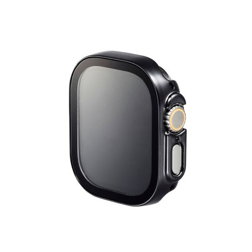 Apple Watch 49mm/フルカバーケース/プレミアムガラス/高透明/防水/ブラック
