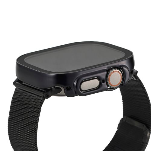 Apple Watch 49mm/フルカバーケース/プレミアムガラス/高透明/防水/ブラック