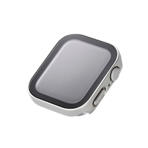 Apple Watch 44mm/フルカバーケース/プレミアムガラス/高透明/防水/シルバー
