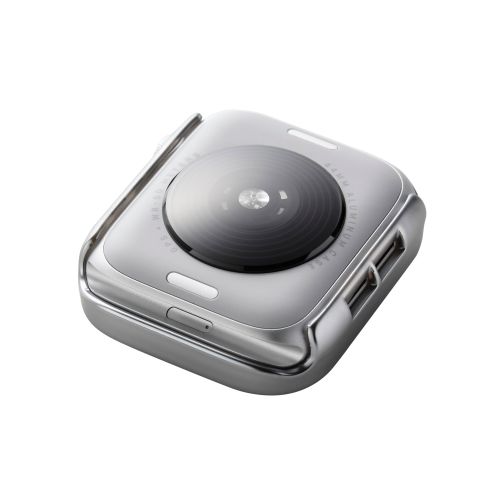 Apple Watch 44mm/フルカバーケース/プレミアムガラス/高透明/防水/シルバー