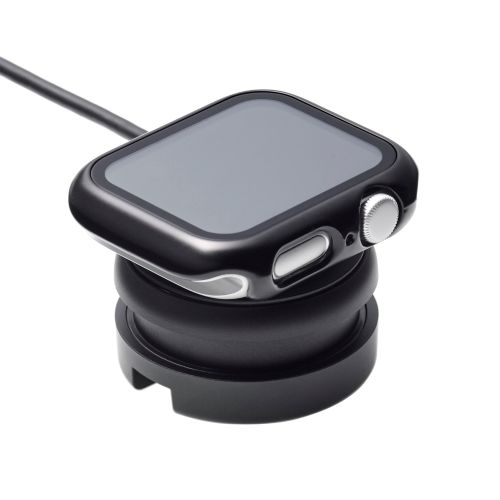 Apple Watch 44mm/フルカバーケース/プレミアムガラス/高透明/メタリック/ブラック