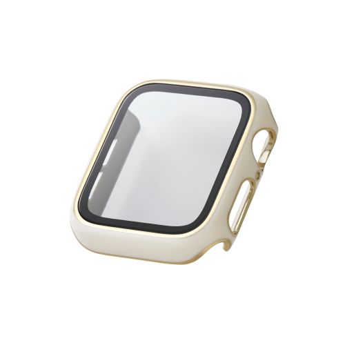 Apple Watch 40mm/フルカバーケース/&me/プレミアムガラス/高透明/ゴールドライン/ホワイト