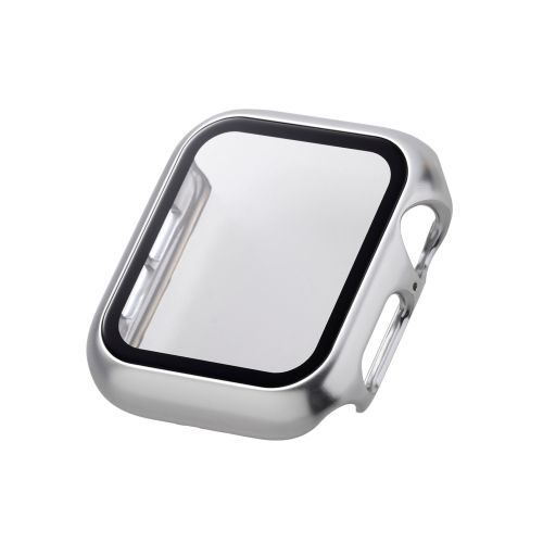 Apple Watch 40mm/フルカバーケース/プレミアムガラス/高透明/メタリック/シルバー