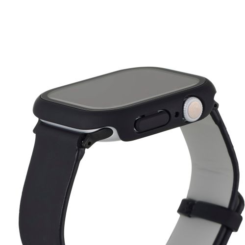 Apple Watch 46mm/フルカバーケース/プレミアムガラス/高透明/ブラック