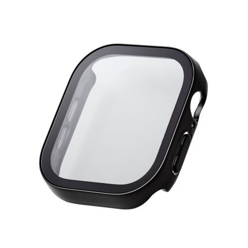 Apple Watch 46mm/フルカバーケース/プレミアムガラス/高透明/防水/ブラック