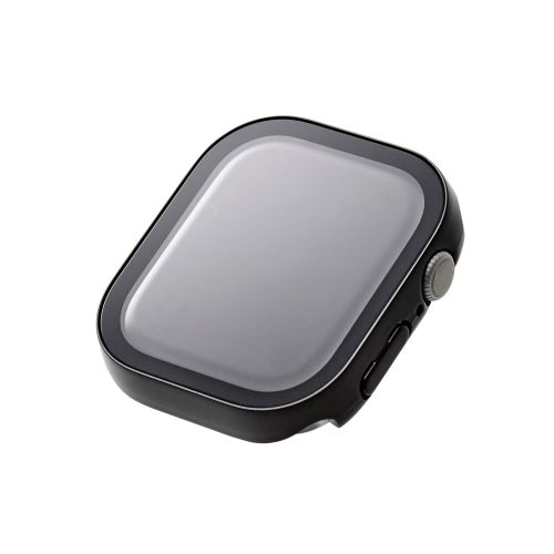 Apple Watch 46mm/フルカバーケース/プレミアムガラス/高透明/防水/ブラック