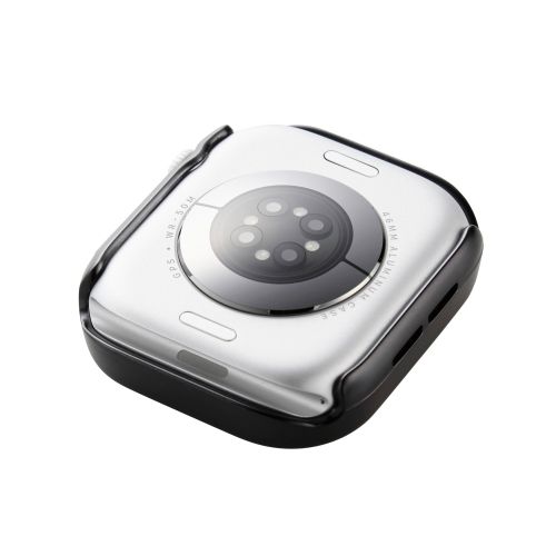 Apple Watch 46mm/フルカバーケース/プレミアムガラス/高透明/防水/ブラック