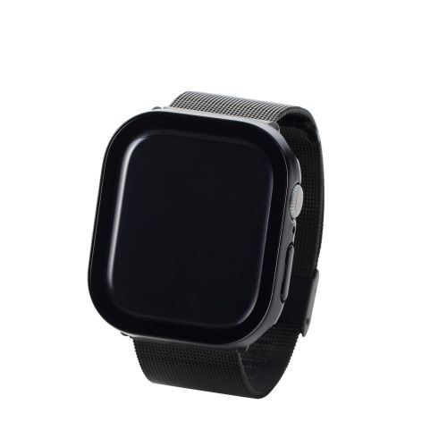 Apple Watch 46mm/フルカバーケース/プレミアムガラス/高透明/防水/ブラック