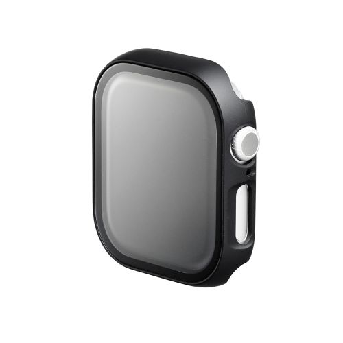 Apple Watch 46mm/フルカバーケース/プレミアムガラス/ゴリラ/高透明/ブラック