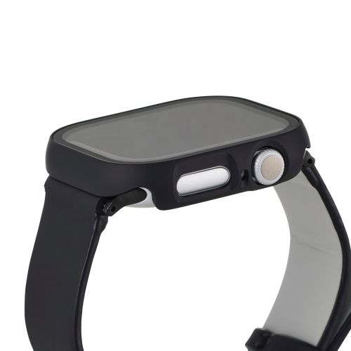 Apple Watch 46mm/フルカバーケース/プレミアムガラス/ゴリラ/高透明/ブラック