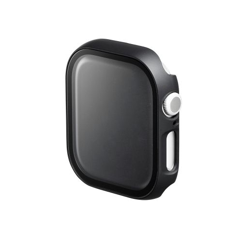 Apple Watch 46mm/フルカバーケース/プレミアムガラス/ゴリラ/セラミックコート/ブラック