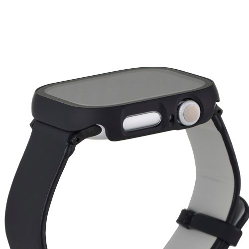 Apple Watch 46mm/フルカバーケース/プレミアムガラス/ゴリラ/セラミックコート/ブラック
