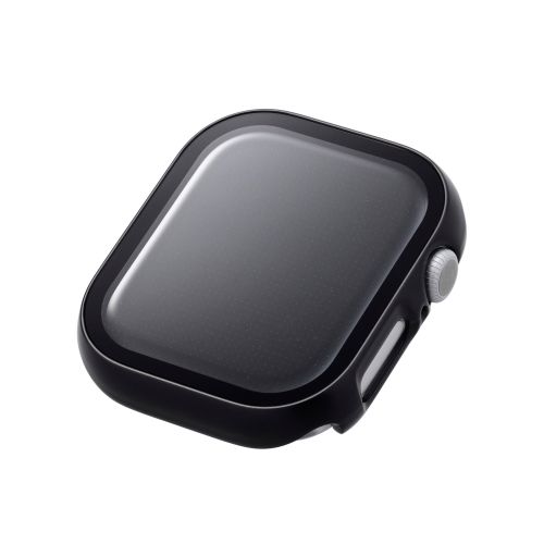 Apple Watch 46mm/フルカバーケース/プレミアムガラス/高透明/メタリック/ブラック