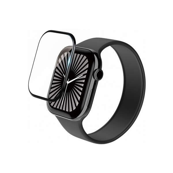 Apple Watch 46mm/フルカバーガラスフィルム/高透明/防指紋/貼付治具付