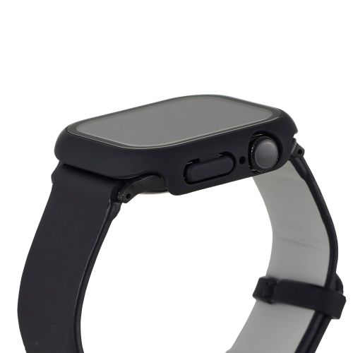 Apple Watch 42mm/フルカバーケース/プレミアムガラス/高透明/ブラック
