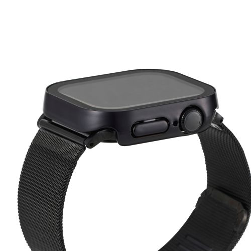 Apple Watch 42mm/フルカバーケース/プレミアムガラス/高透明/防水/ブラック