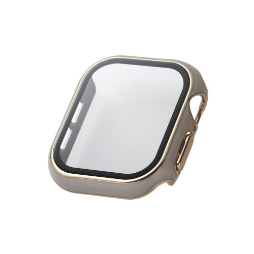 Apple Watch 42mm/フルカバーケース/&me/プレミアムガラス/高透明/ゴールドライン/グレージュ