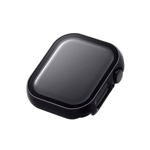 Apple Watch 42mm/フルカバーケース/プレミアムガラス/高透明/メタリック/ブラック
