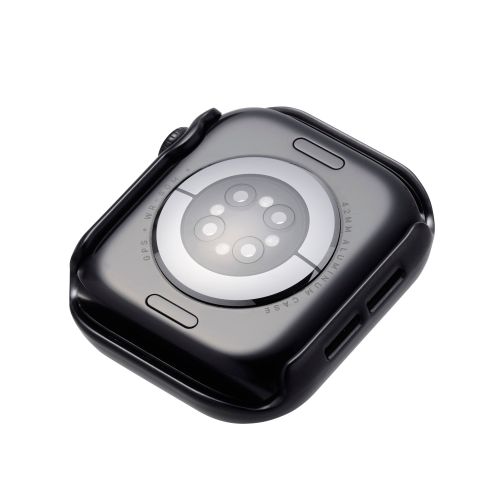 Apple Watch 42mm/フルカバーケース/プレミアムガラス/高透明/メタリック/ブラック