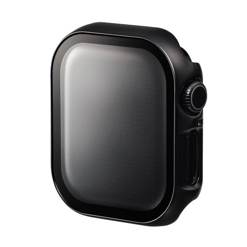 Apple Watch 42mm/フルカバーケース/プレミアムガラス/高透明/メタリック/ブラック