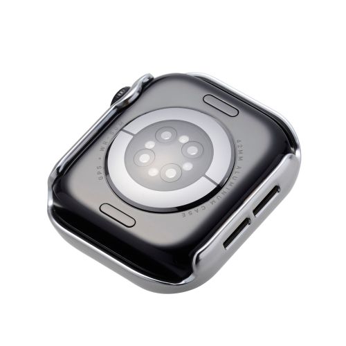 Apple Watch 42mm/フルカバーケース/プレミアムガラス/高透明/メタリック/シルバー