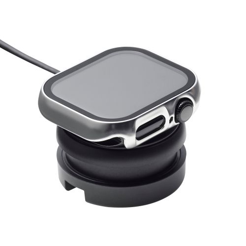 Apple Watch 42mm/フルカバーケース/プレミアムガラス/高透明/メタリック/シルバー