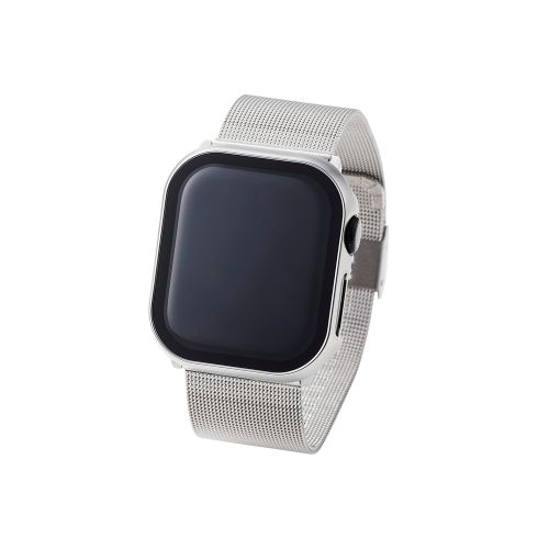 Apple Watch 42mm/フルカバーケース/プレミアムガラス/高透明/メタリック/シルバー