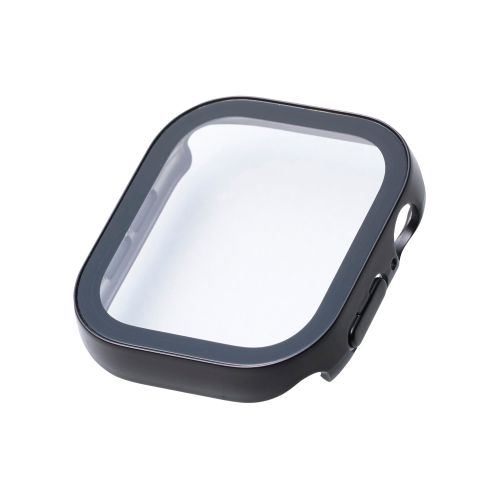 Apple Watch 46mm/フルカバーケース/プレミアムガラス/高透明/防水/ブラック