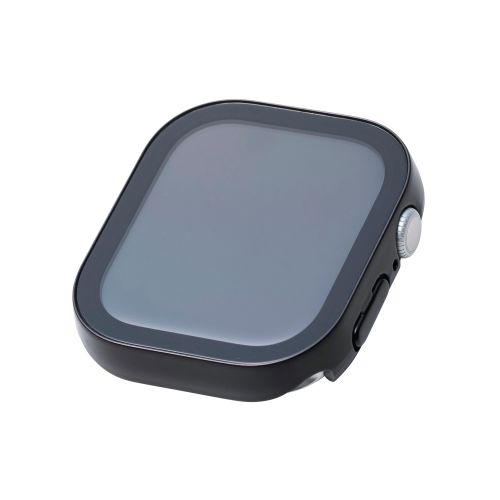 Apple Watch 46mm/フルカバーケース/プレミアムガラス/高透明/防水/ブラック