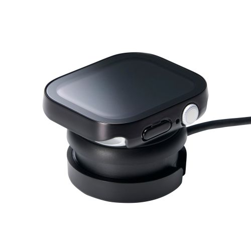 Apple Watch 46mm/フルカバーケース/プレミアムガラス/高透明/防水/ブラック