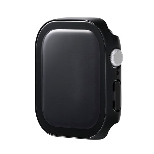 Apple Watch 46mm/フルカバーケース/プレミアムガラス/高透明/防水/ブラック