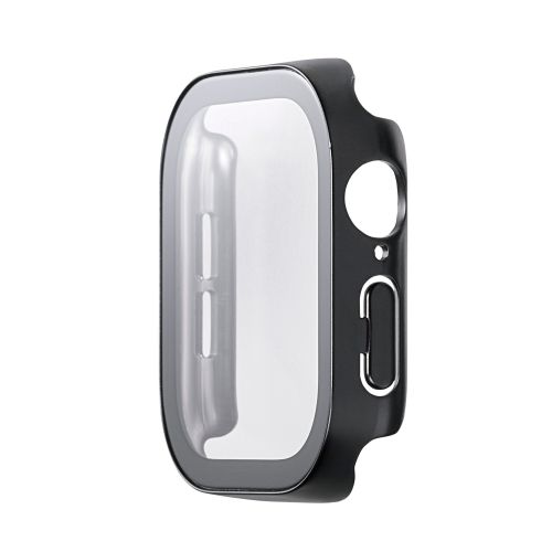 Apple Watch 46mm/フルカバーケース/プレミアムガラス/高透明/防水/ブラック