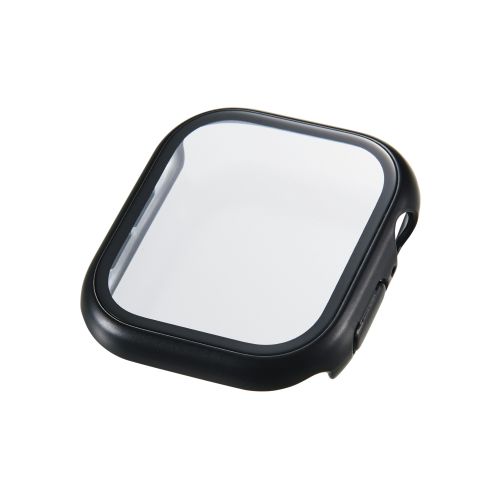 Apple Watch 46mm/フルカバーケース/プレミアムガラス/高透明/メタリック/ブラック