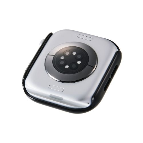 Apple Watch 46mm/フルカバーケース/プレミアムガラス/高透明/メタリック/ブラック