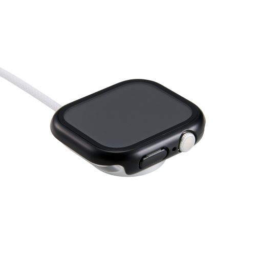 Apple Watch 46mm/フルカバーケース/プレミアムガラス/高透明/メタリック/ブラック