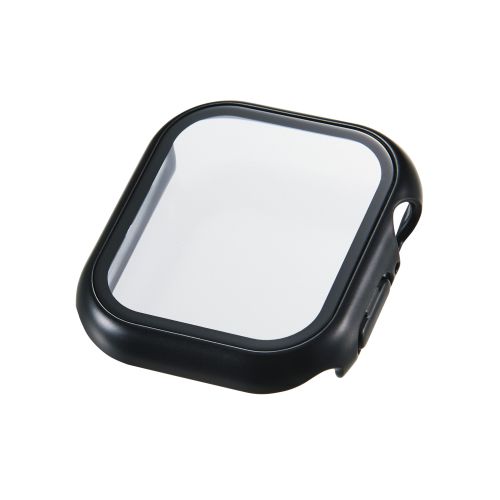 Apple Watch 42mm/フルカバーケース/プレミアムガラス/高透明/メタリック/ブラック
