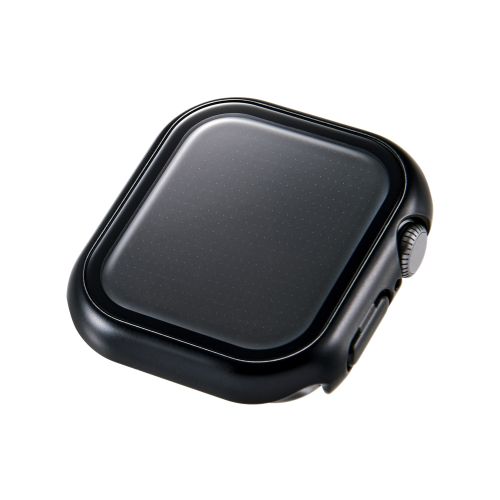 Apple Watch 42mm/フルカバーケース/プレミアムガラス/高透明/メタリック/ブラック
