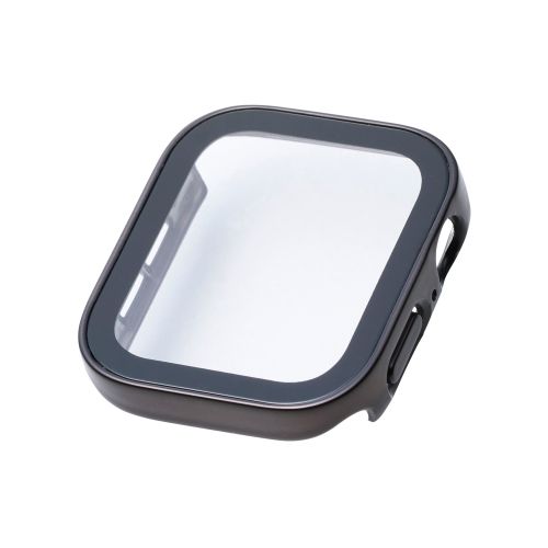 Apple Watch 44mm/フルカバーケース/プレミアムガラス/高透明/防水/ブラック